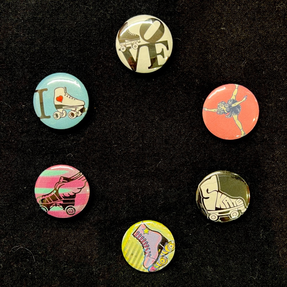 RollerSkate/RollerDerby Pins set of 6 for $12